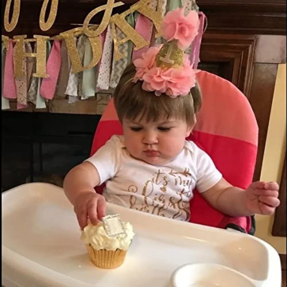 1st Birthday Hat - Pink and Gold - Picture 3 of 3